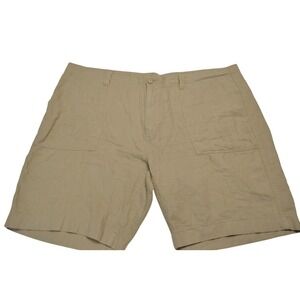 Roundtree & Yorke‎ Men's Casual Linen Blend Shorts Beige Tan Size 42 Casual